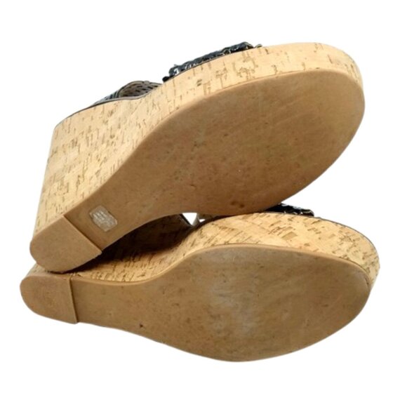 TORY BURCH~Daisy Floral~BLACK PERFORATED LEATHER PLATFORM SANDALS SHOES Sz 10 - Picture 7 of 7